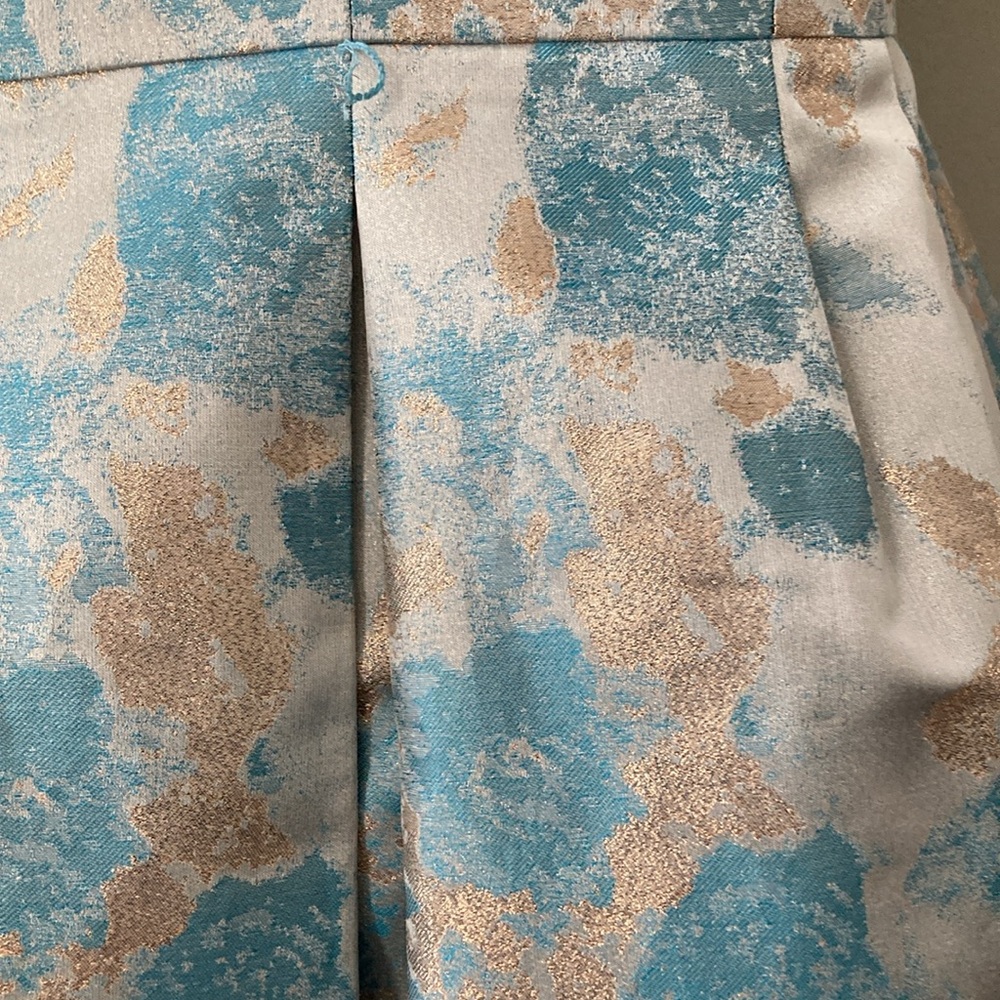 Tahari ASL Levine Blue Gold Rose Gold Fit and Flare Jacquard NWOT - Picture 4 of 6